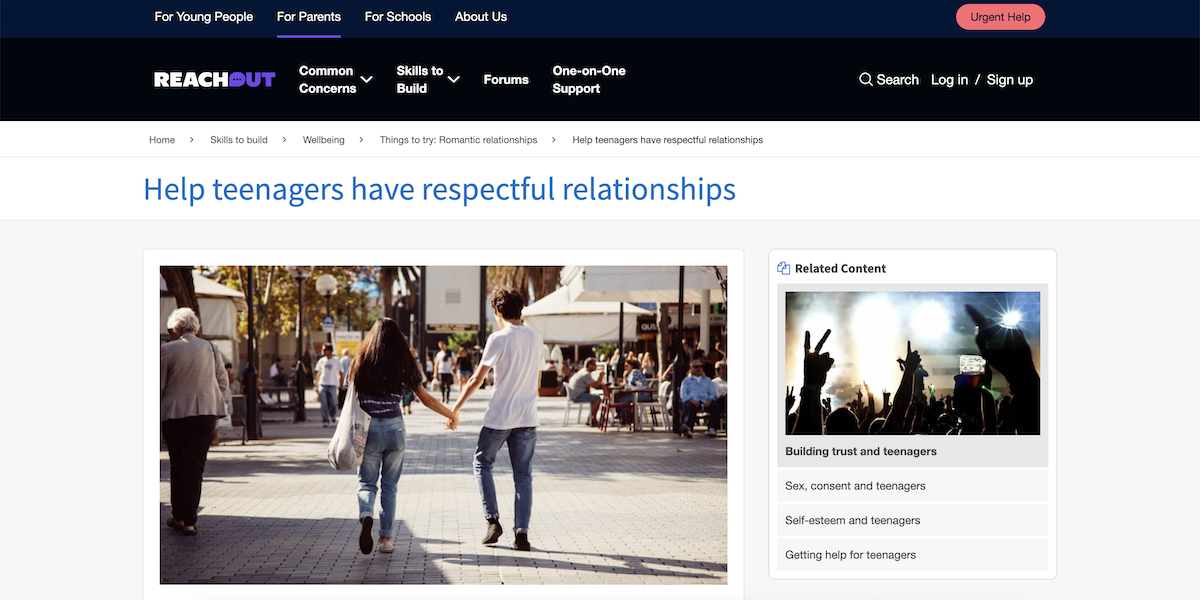ReachOut: Helping Teens have Respectful Relationships
